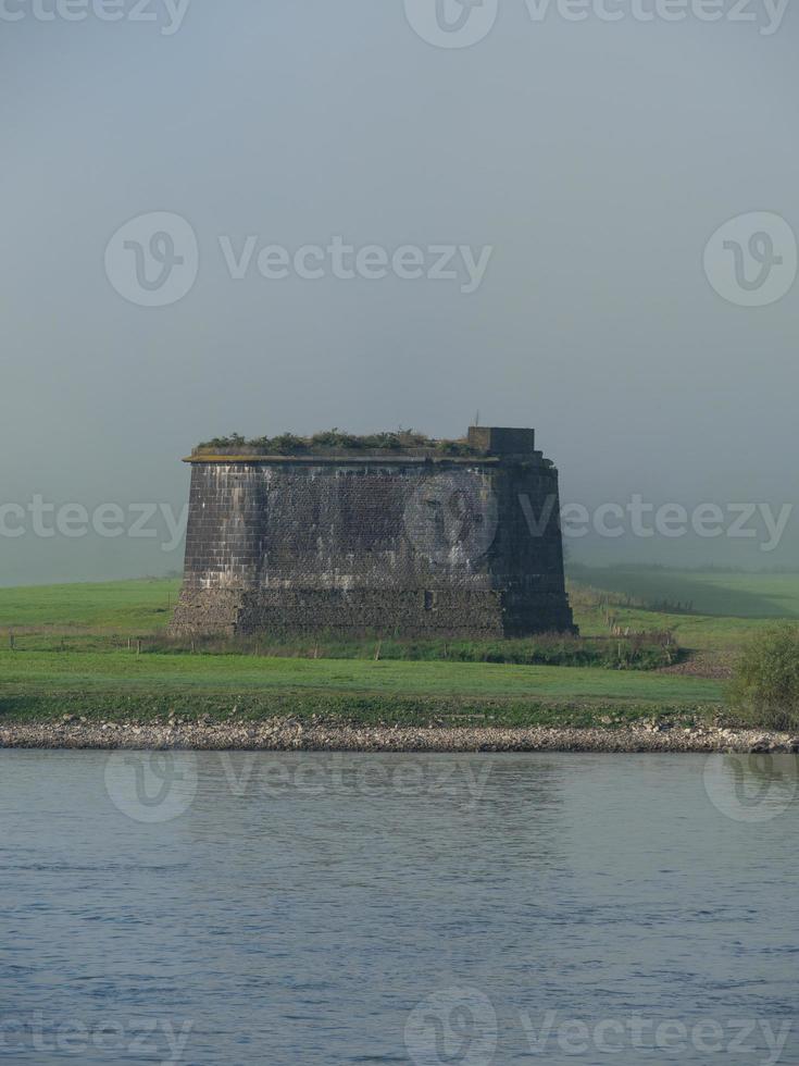 the Rhine river near Wesel in the morning photo