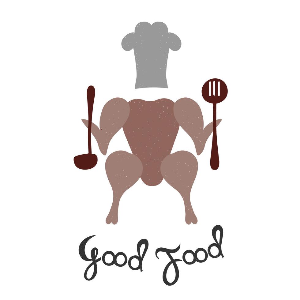 Grilled chicken with Cutlery restaurant logo design.Vector illustration. vector