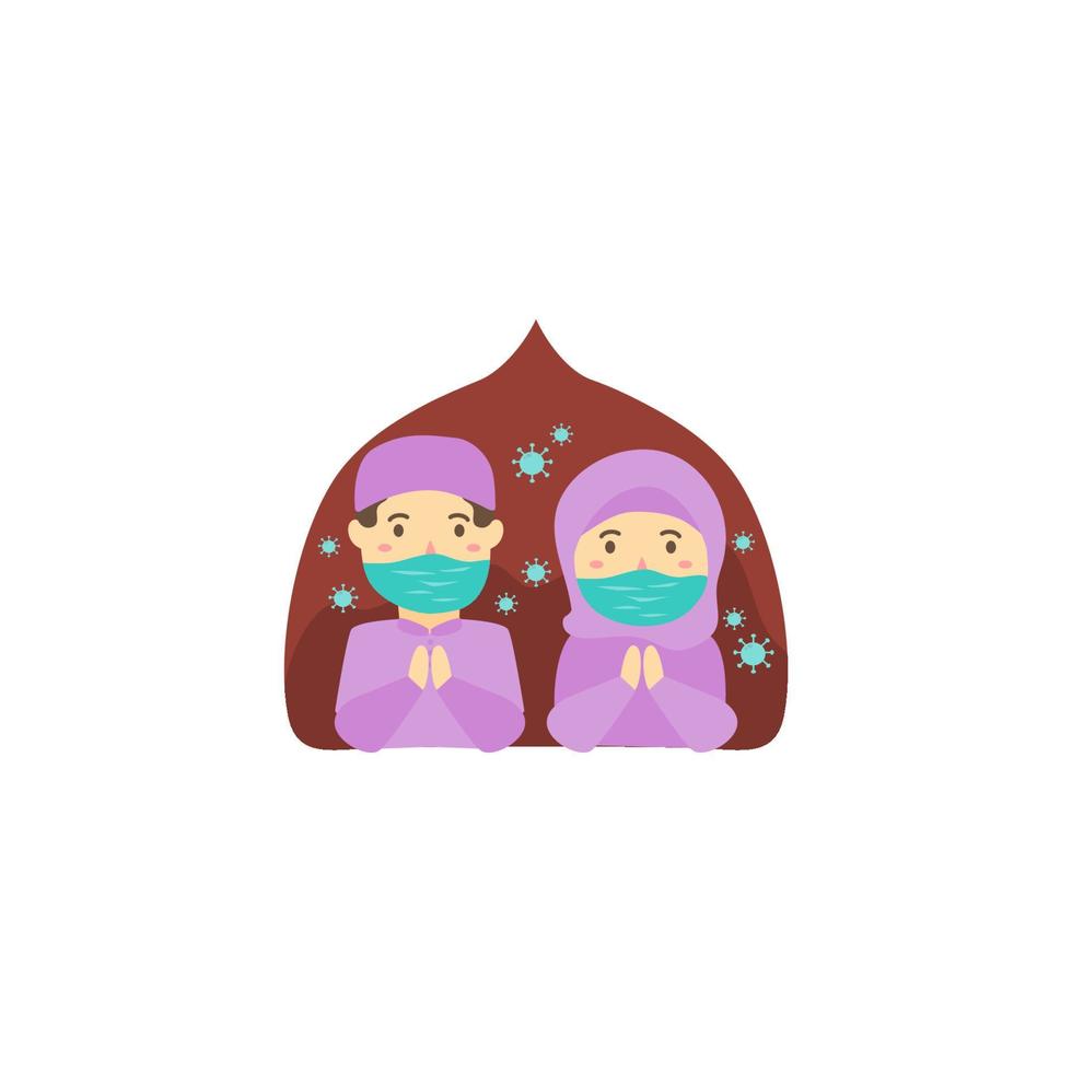 People praying flat design eid mubarak vector