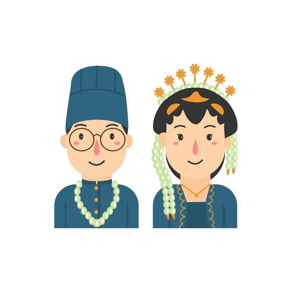 javanese wedding outfit illustration vector