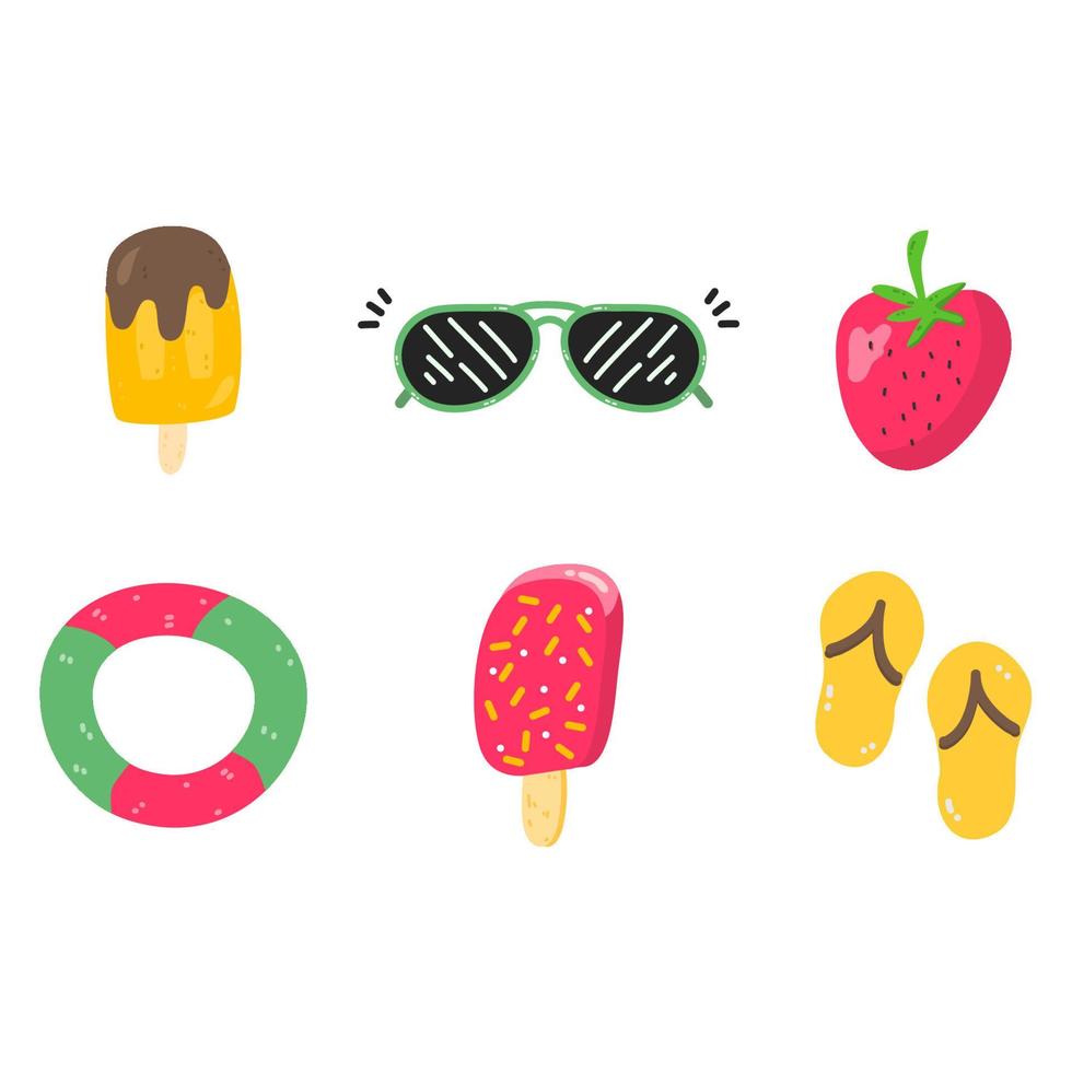 Draw collection stickers summer concept vector