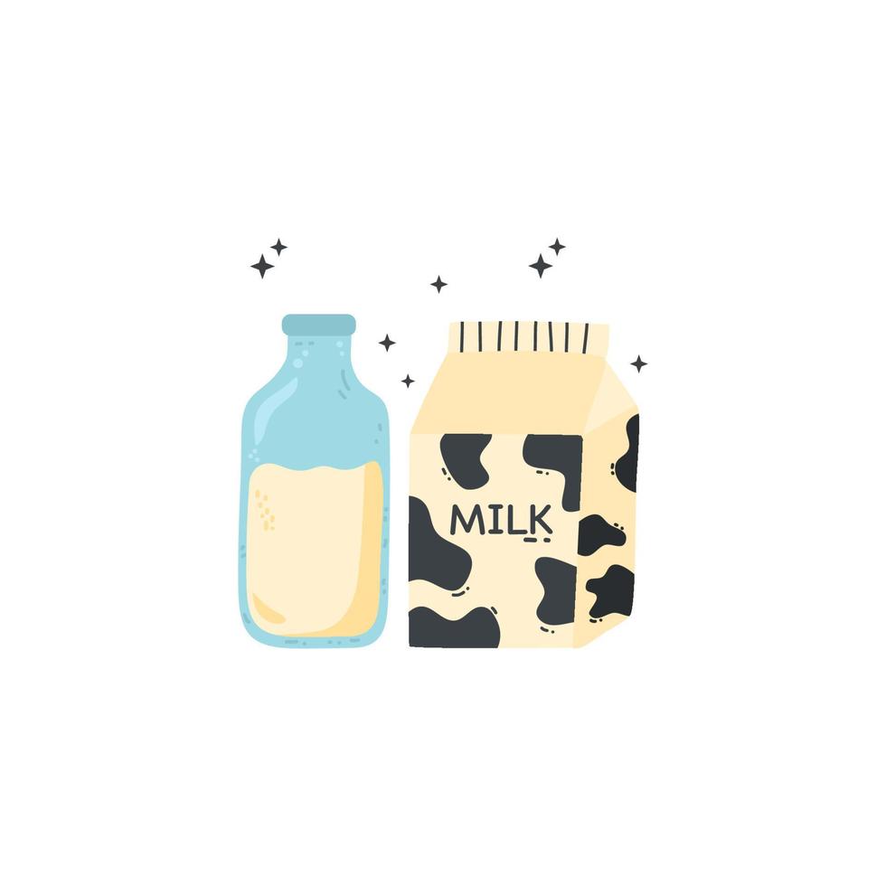 Set of different types of milk isolated on transparent vector