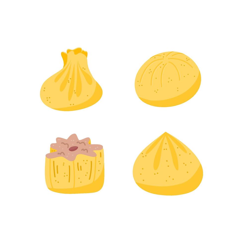 Set of dumplings of different shapes vector