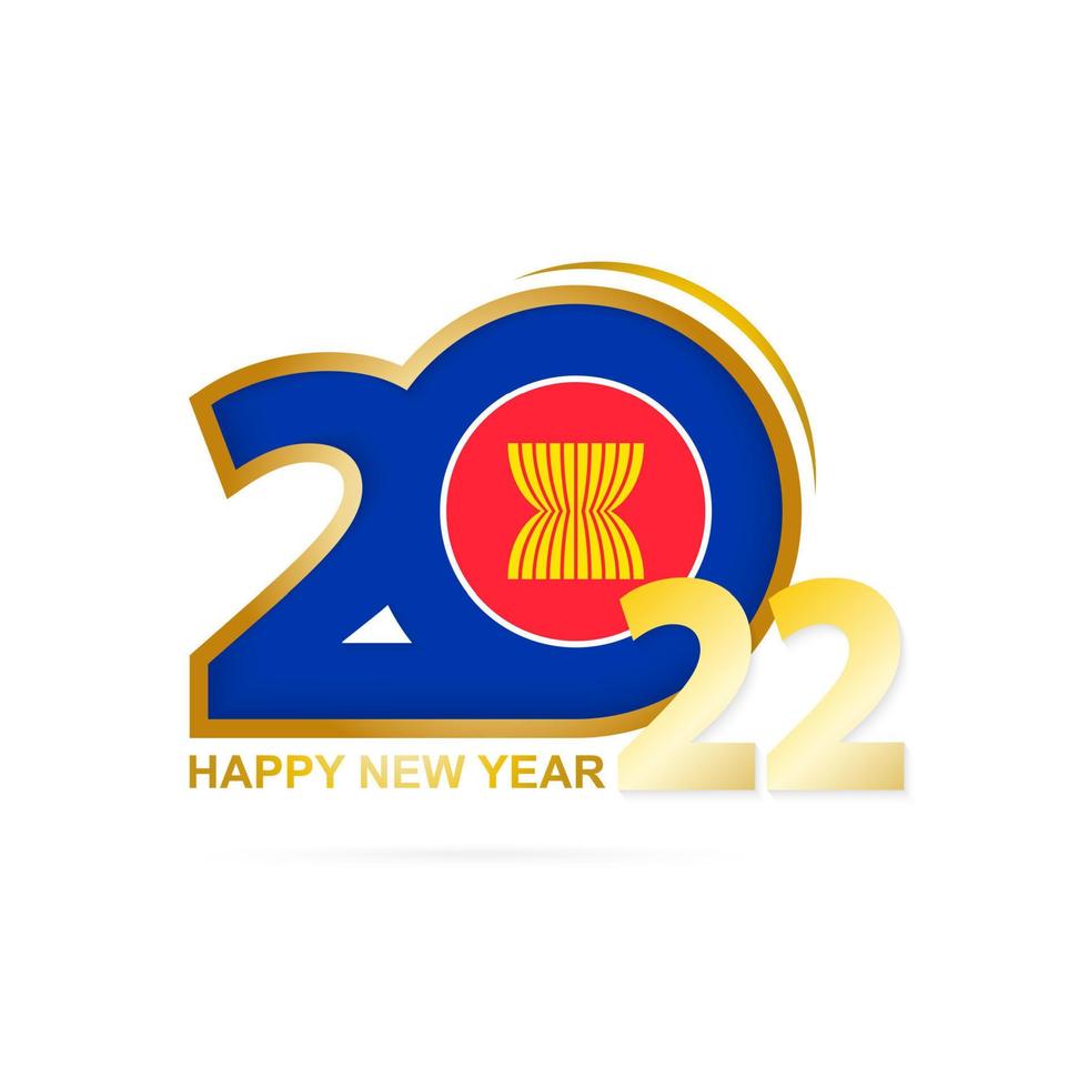 año 2022 con patrón de bandera asean. diseño de feliz año nuevo. vector