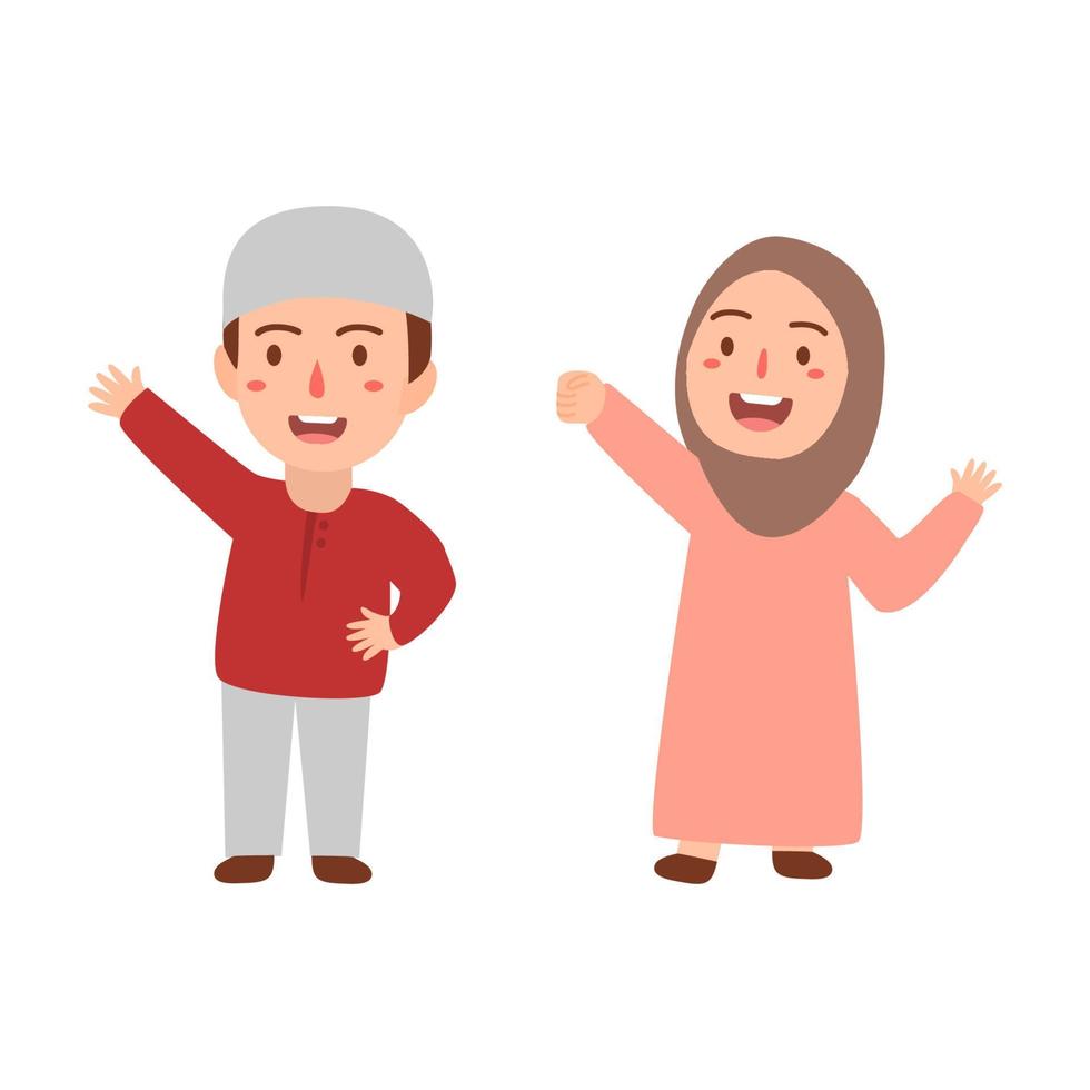 Muslim people in different actions vector