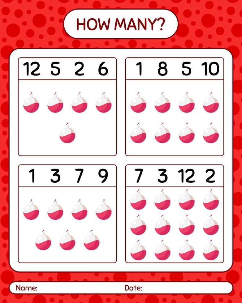 How many counting game with chemistry tube. worksheet for preschool kids, kids activity sheet vector