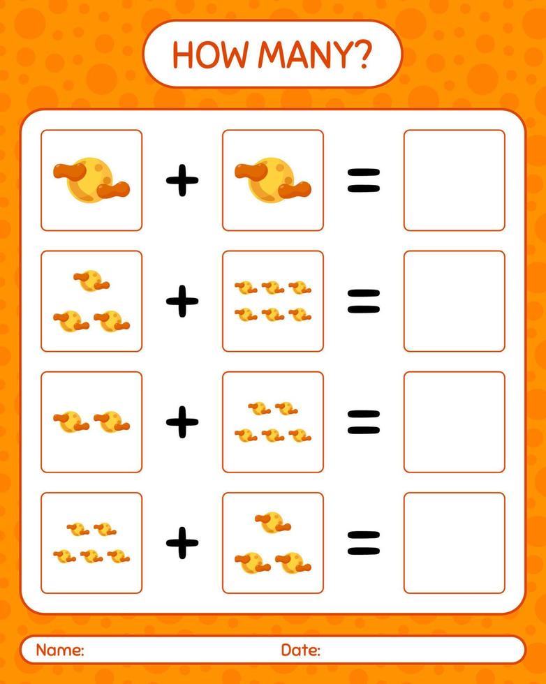 How many counting game with full moon. worksheet for preschool kids, kids activity sheet vector