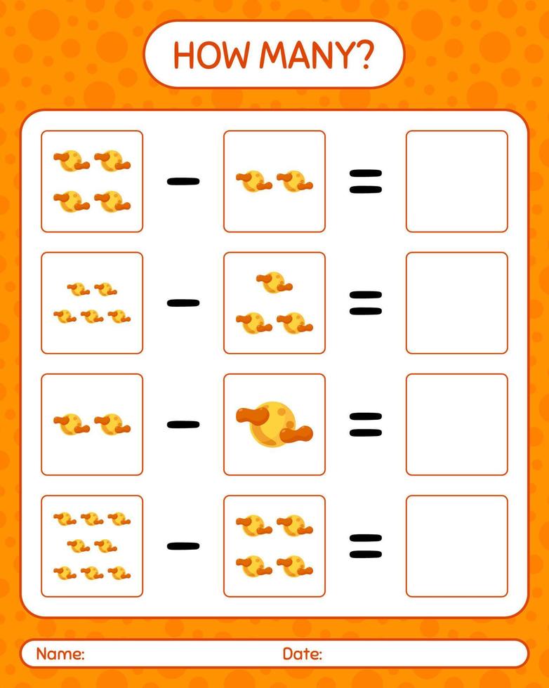 How many counting game with full moon. worksheet for preschool kids, kids activity sheet vector