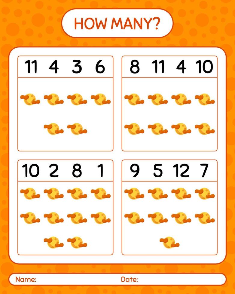How many counting game with full moon. worksheet for preschool kids, kids activity sheet vector