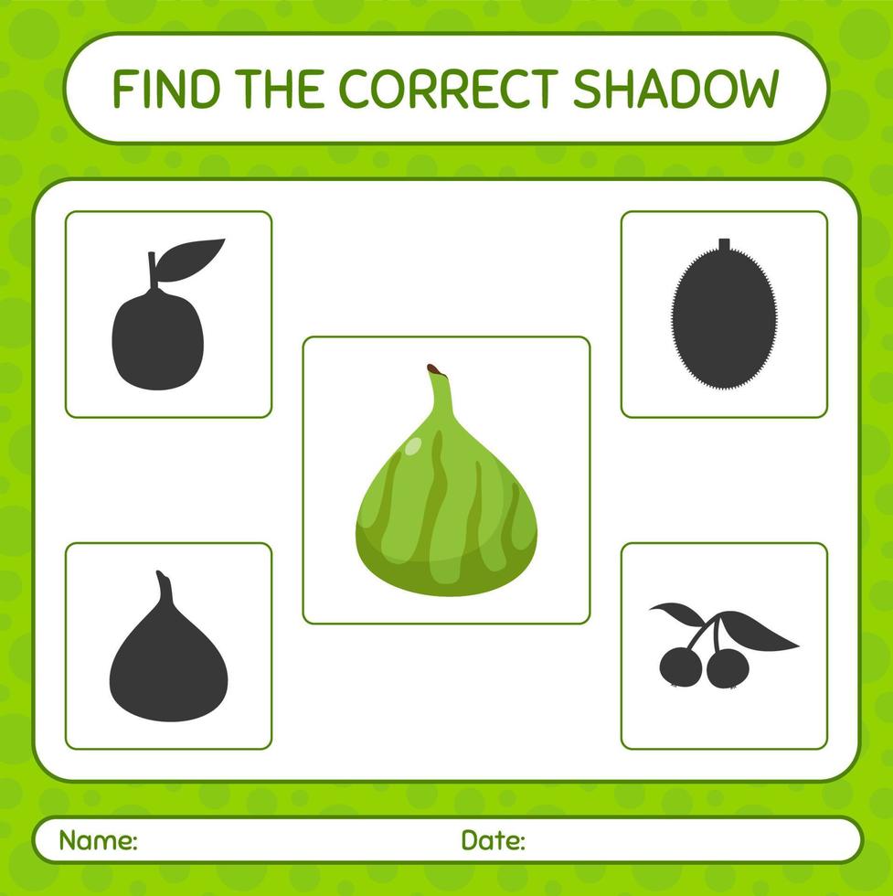 Find the correct shadows game with indian fig. worksheet for preschool kids, kids activity sheet vector