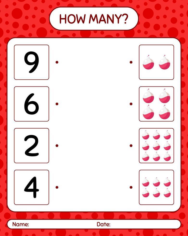 How many counting game with chemistry tube. worksheet for preschool kids, kids activity sheet vector