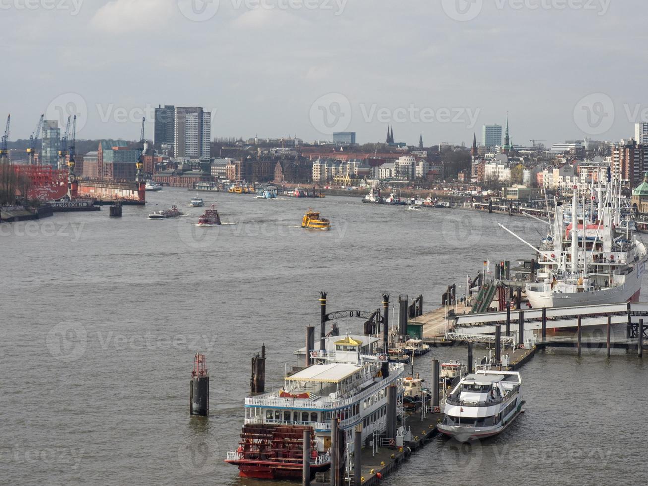 the city of Hamburg at the river elbe photo