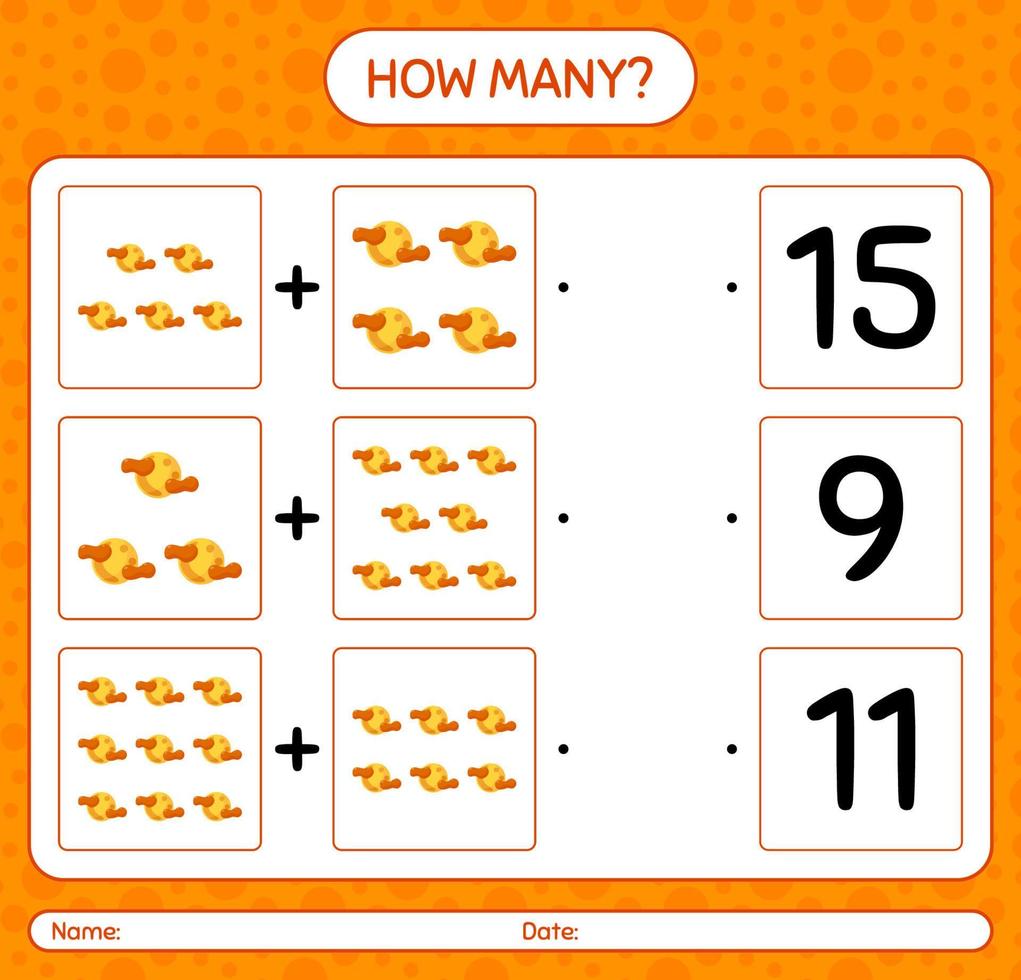 How many counting game with full moon. worksheet for preschool kids, kids activity sheet vector