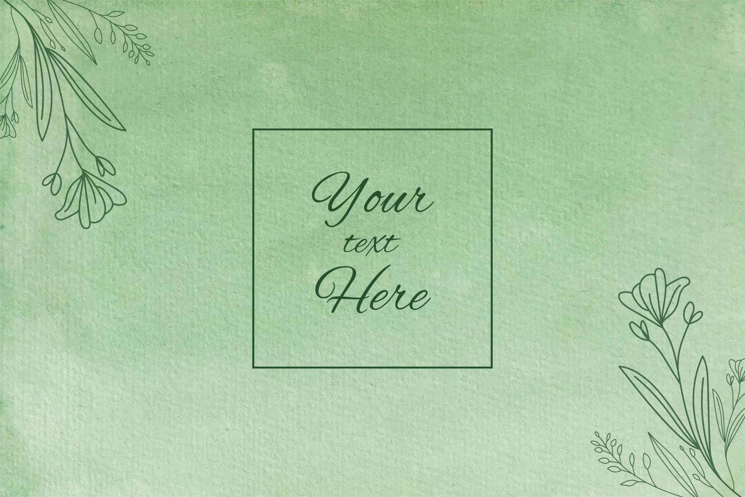 Green watercolor abstract background texture with floral elements vector