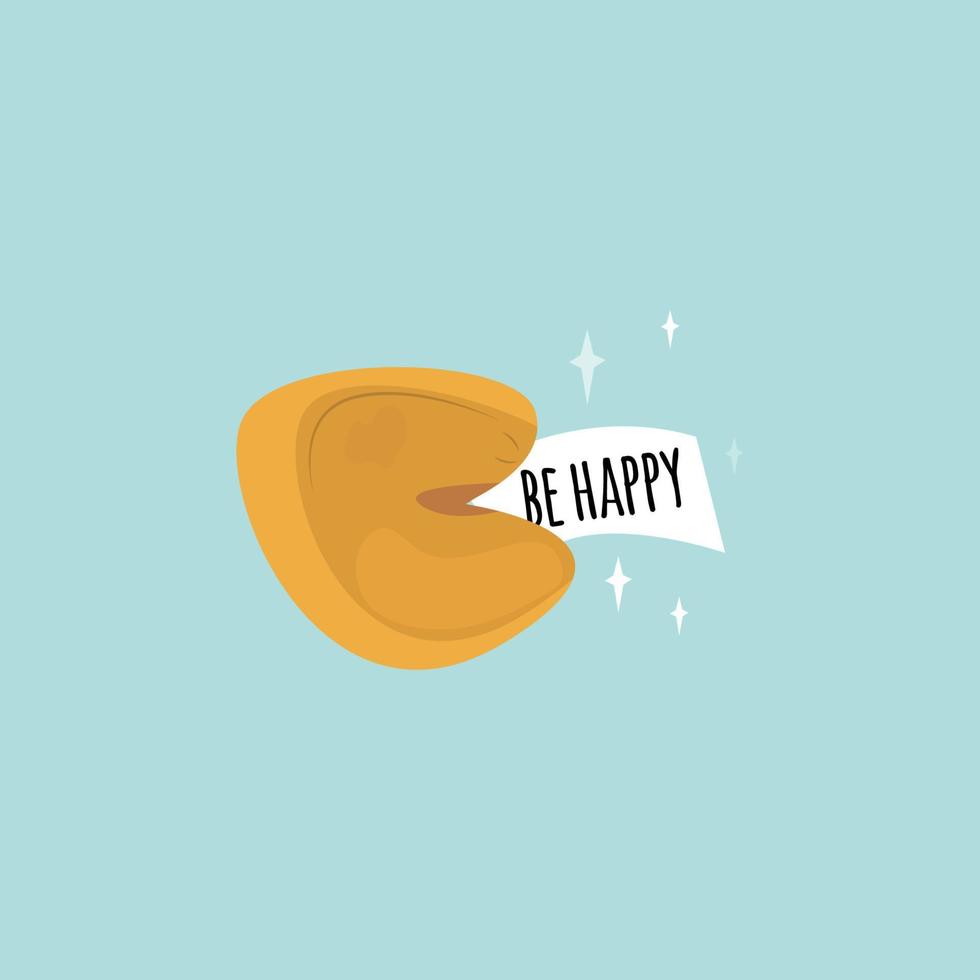 Chinese fortune cookies. A surprise note sticking out of the sweetness. The isolated image on a light blue background. Vector illustration, flat