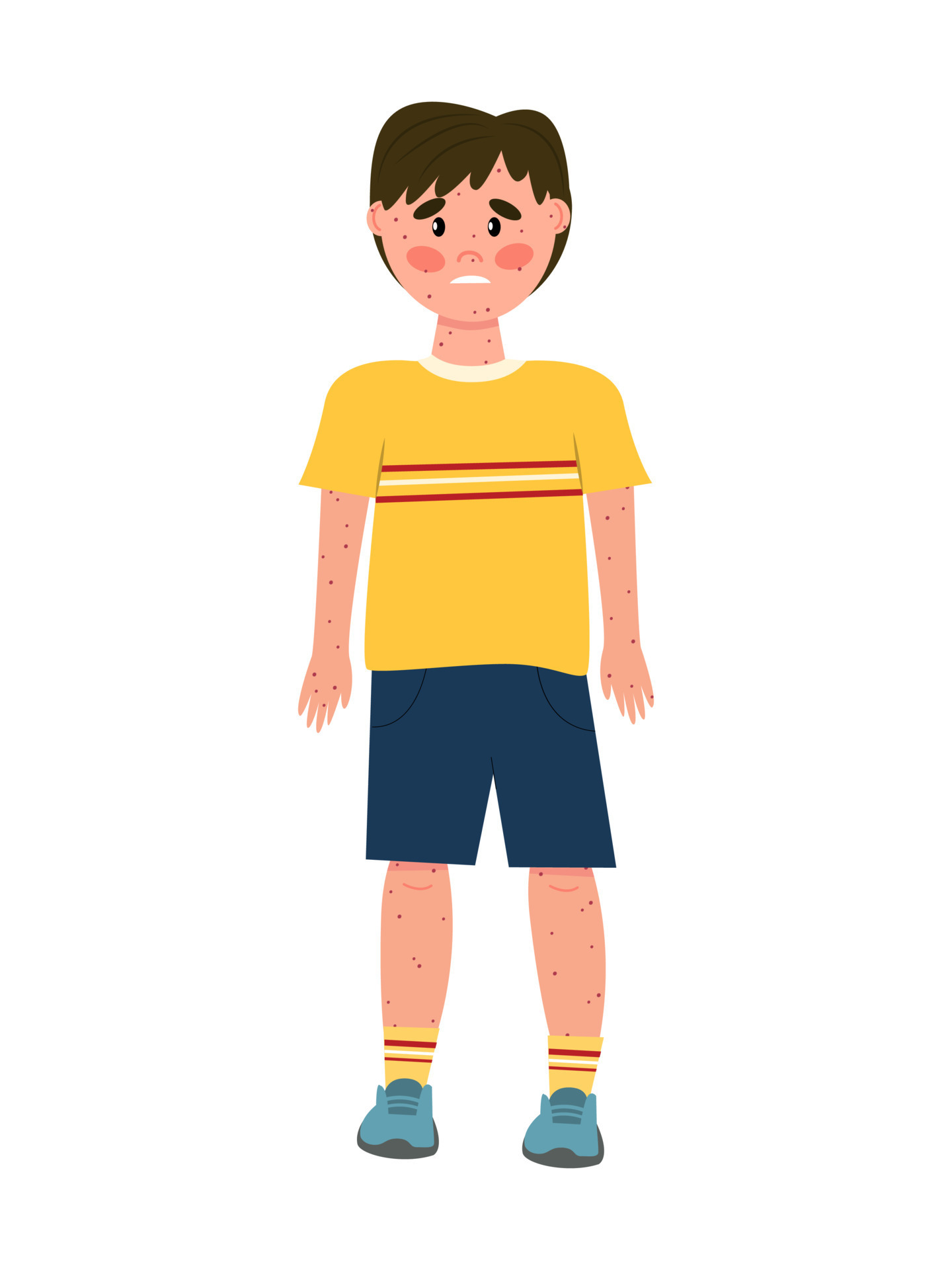 Cartoon with chickenpox. The whole body is covered with red spots, rashes, allergies. Skin disease. isolated image. 7420087 Vector Art at Vecteezy Cartoon with chickenpox. The whole body is covered with red spots, rashes, allergies. Skin disease. isolated image. 7420087 Vector Art at Vecteezy