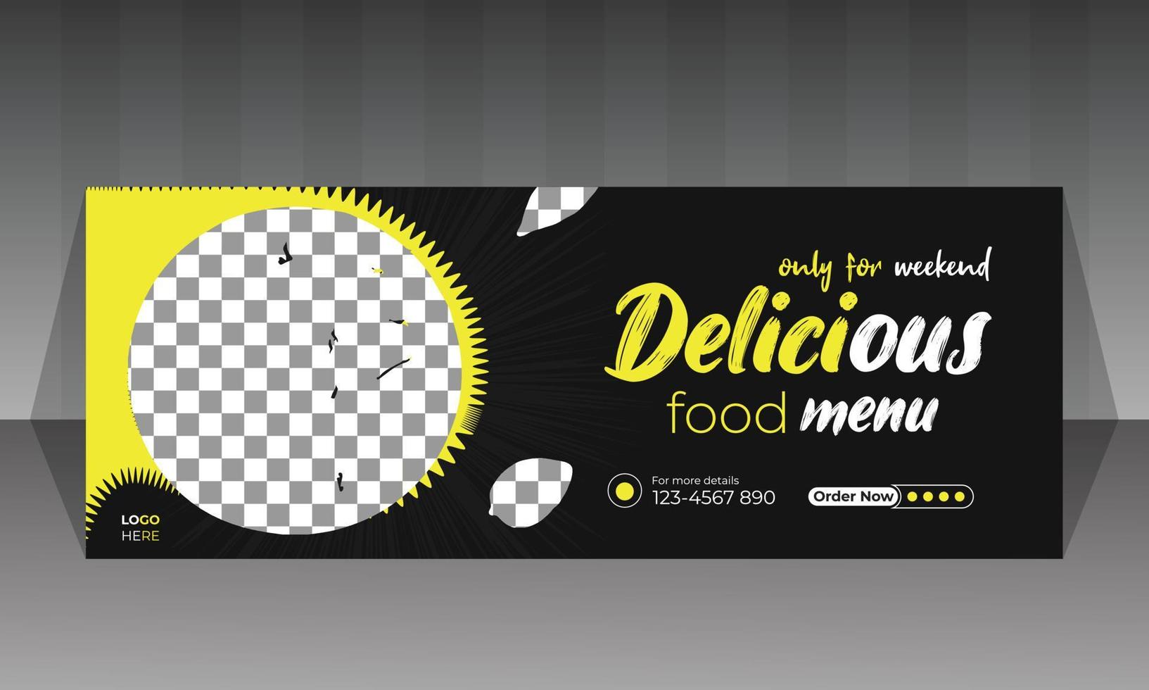 Social media food banner design vector