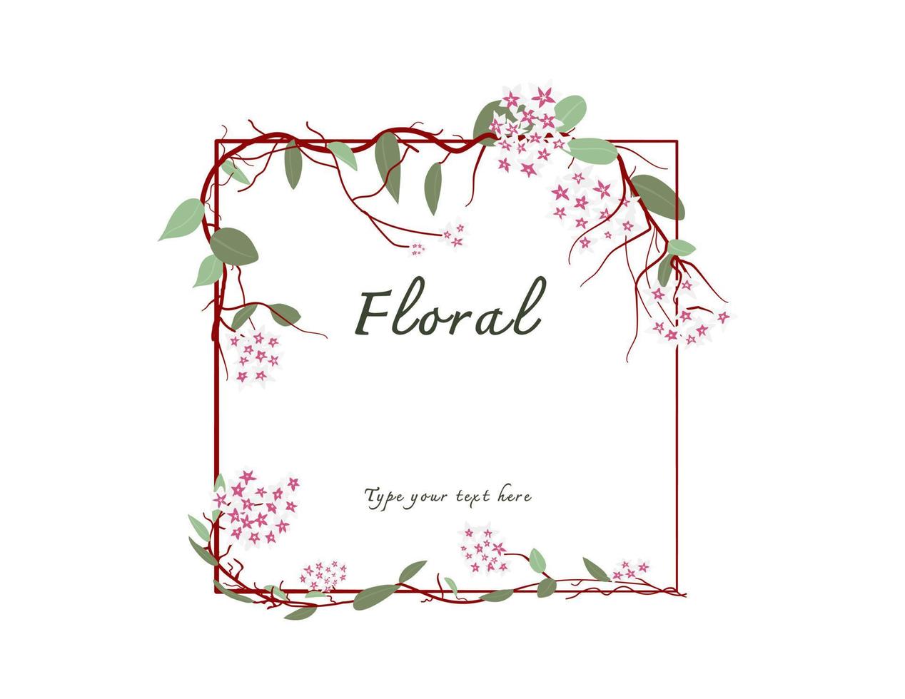 Ho ya flower frame banner template vector