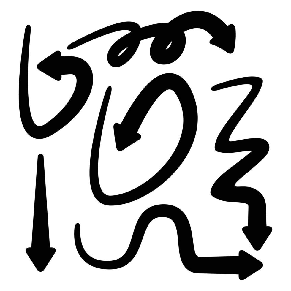 curved and doodle arrow symbols vector