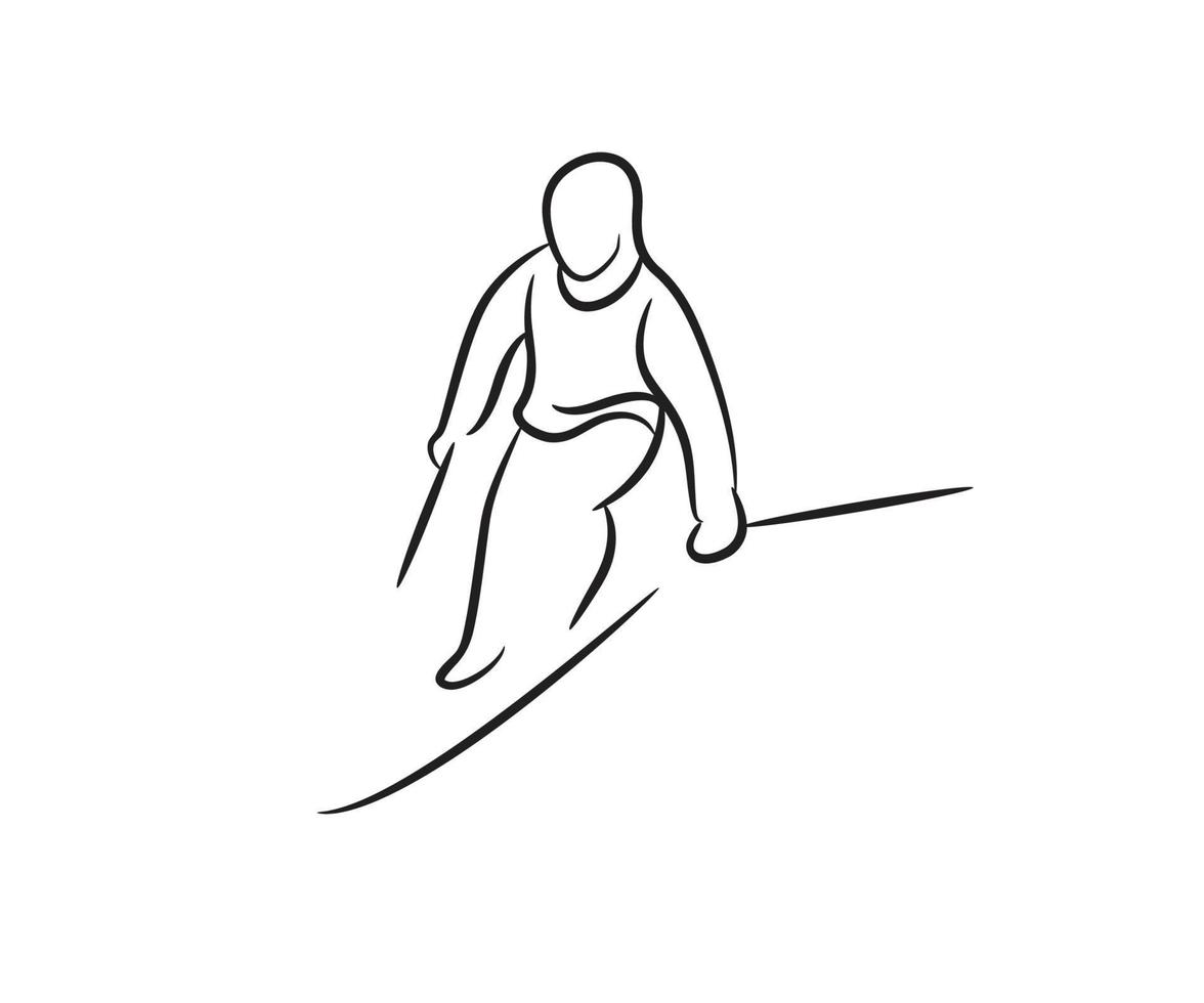 hand drawn skier vector illustration