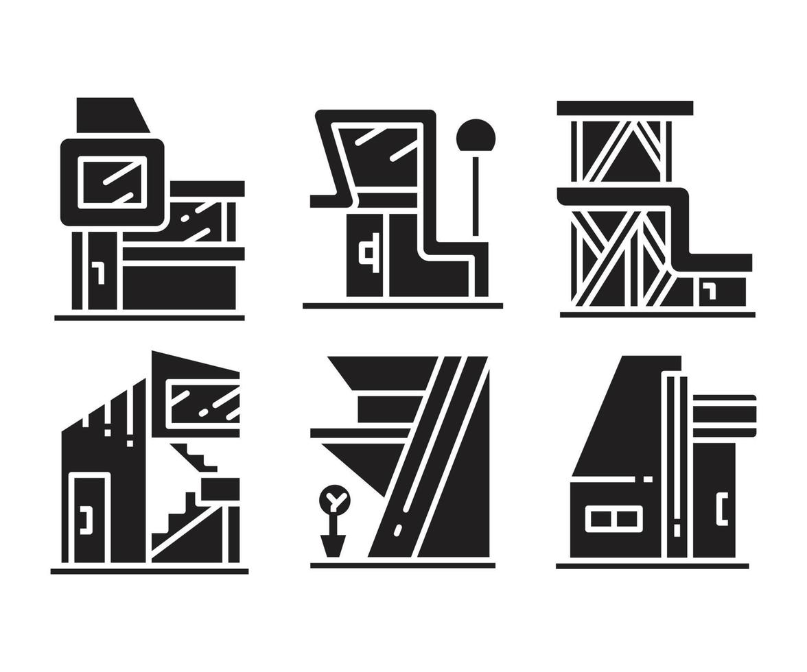 iconos de edificios modernos vector