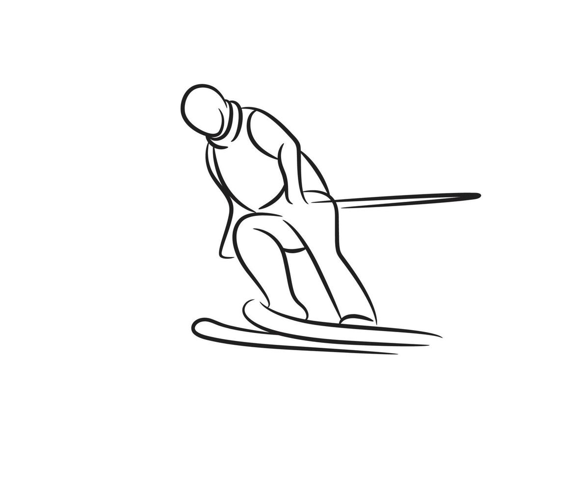 hand drawn skier vector illustration