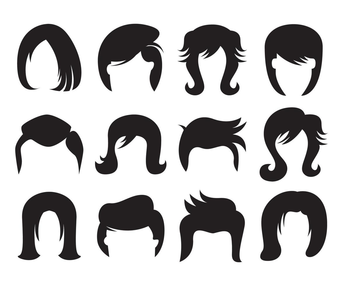 conjunto de iconos de peluca vector