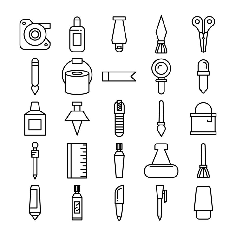 stationery and school supply line icons vector