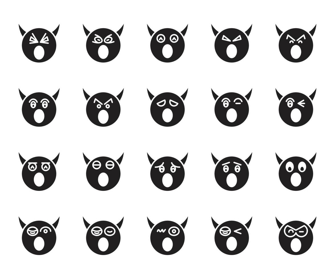 amazed devil emoticon icons vector