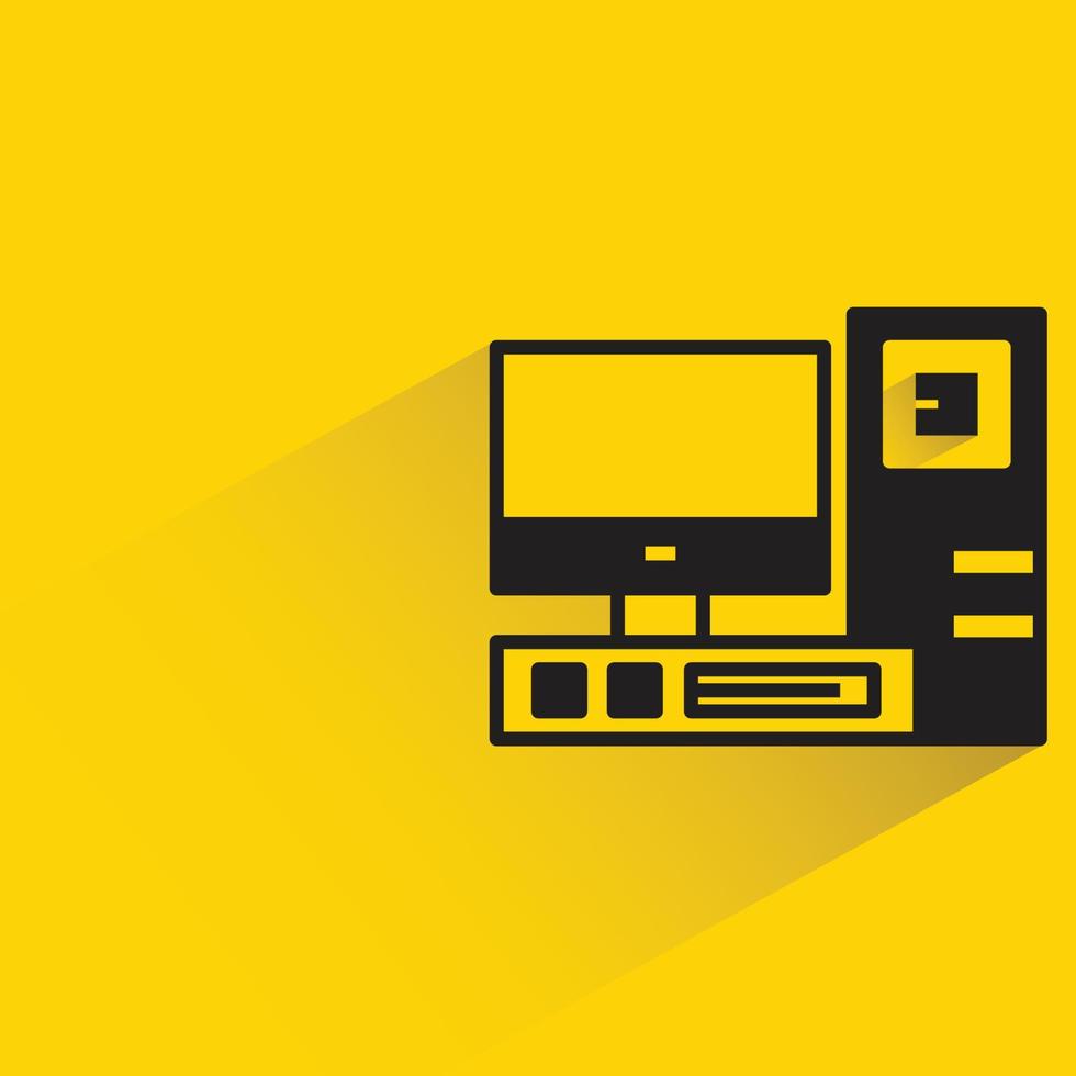 pc computer icon yellow background vector illustration