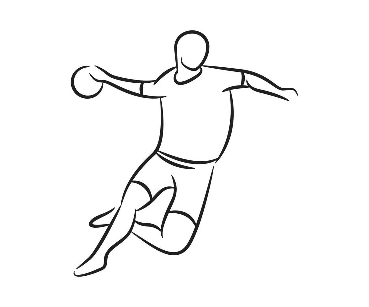 ilustración de línea de boceto de jugador de balonmano vector