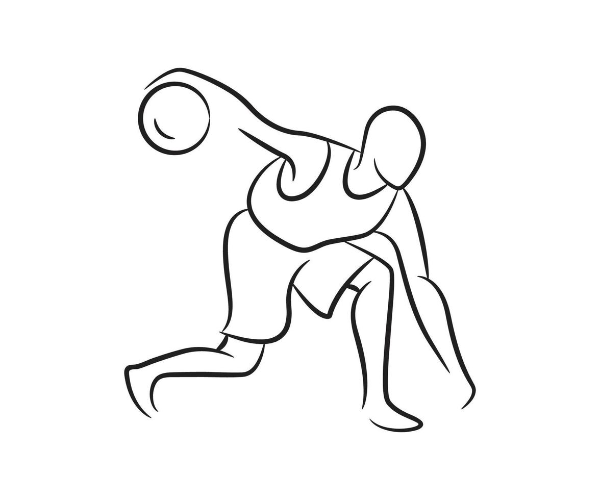 basketball player hand drawn line illustration vector