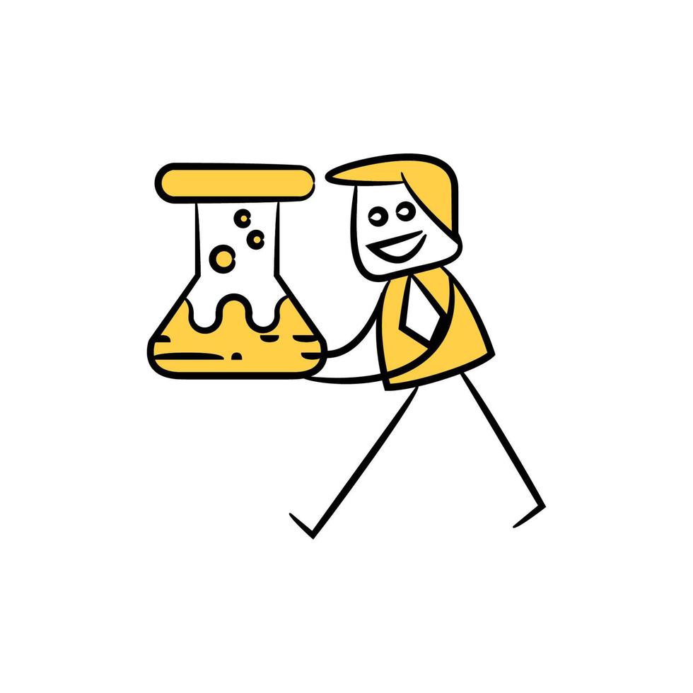businessman with flask yellow doodle theme illustration vector