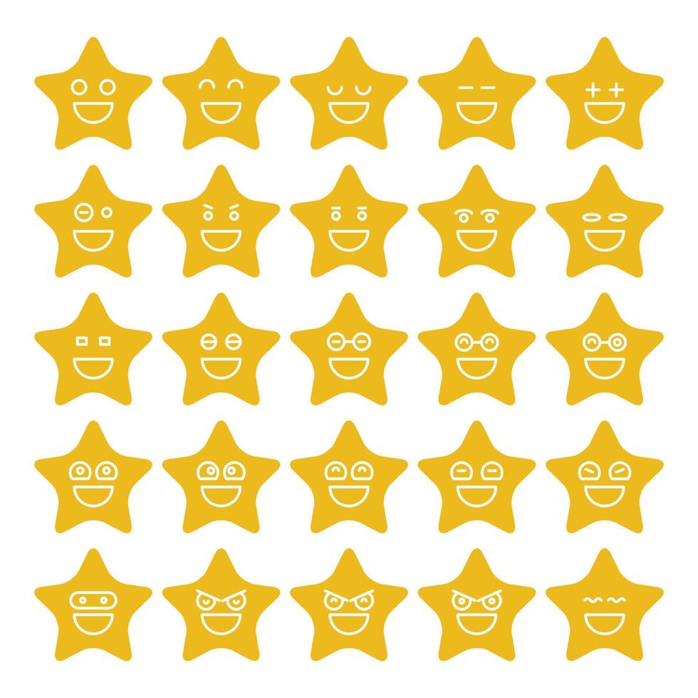 conjunto de vectores de emoticonos de estrellas de sonrisa