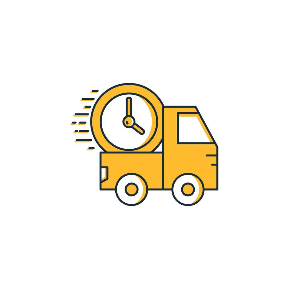 delivery truck with clock icon vector