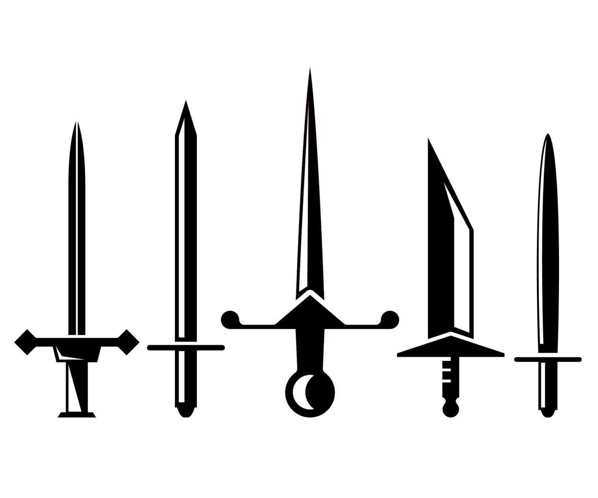 knight swords and scimitar icons vector