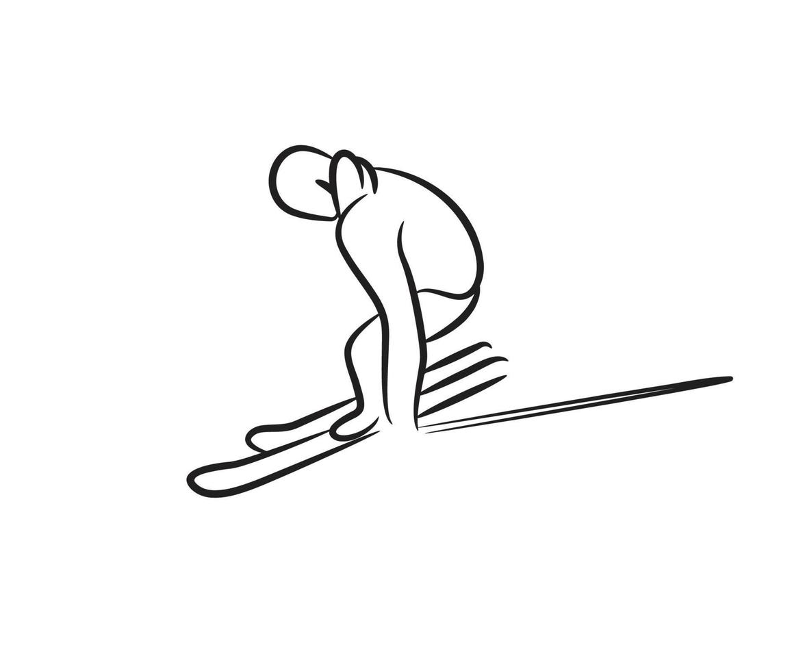 hand drawn skier vector illustration