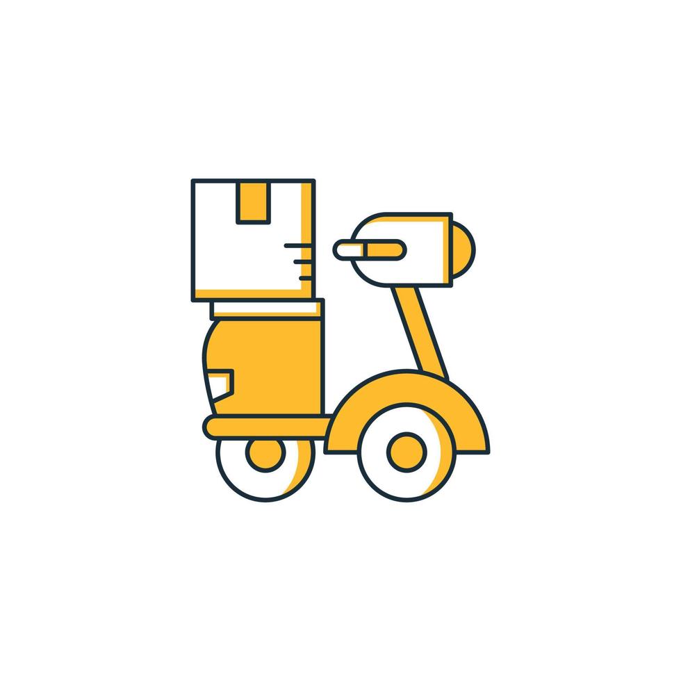 delivery scooter with box icon vector