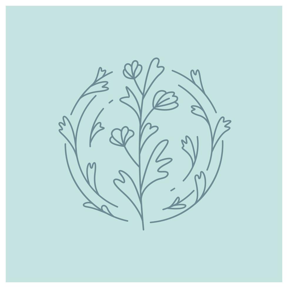 floral wreath on blue background vector