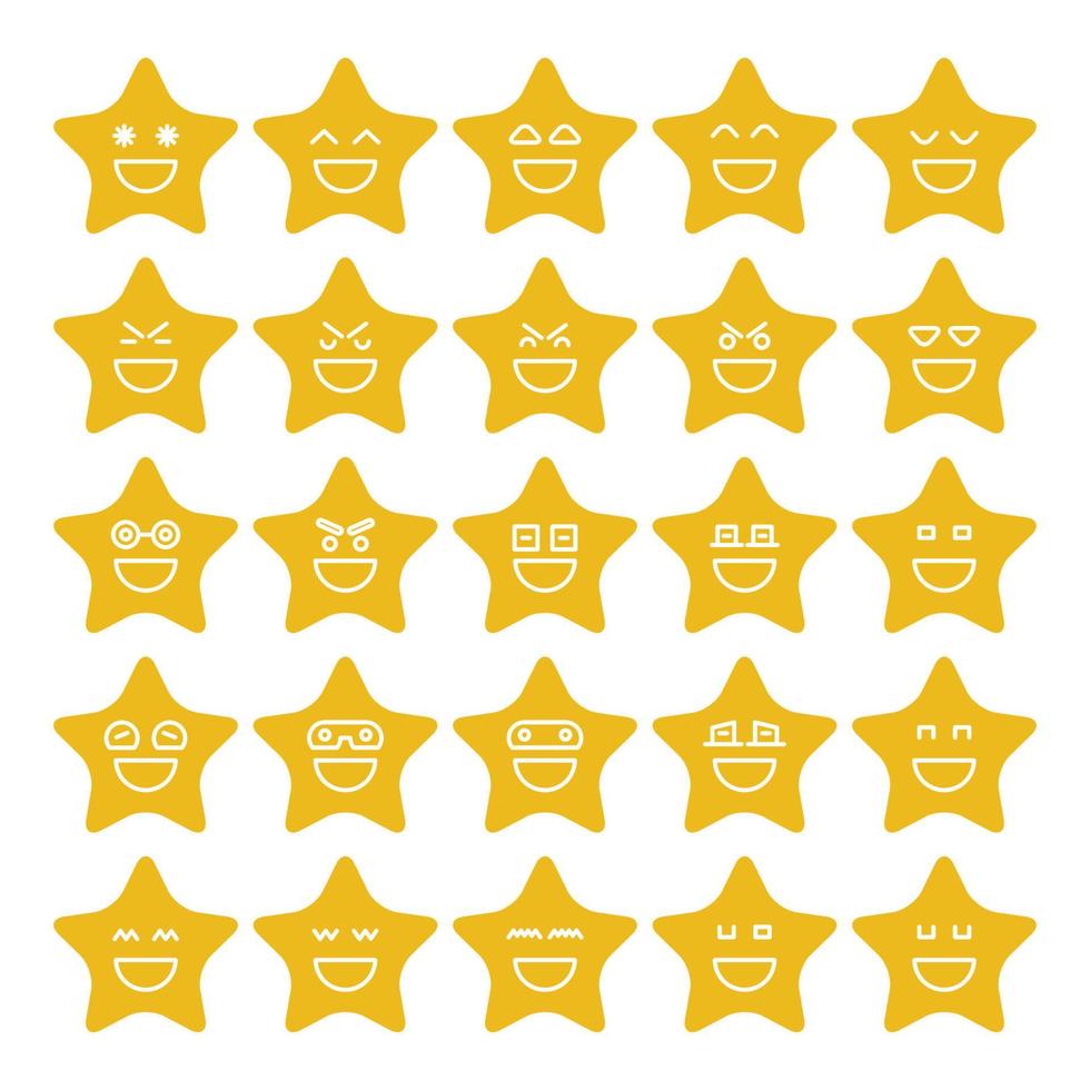 conjunto de vectores de emoticonos de estrellas felices