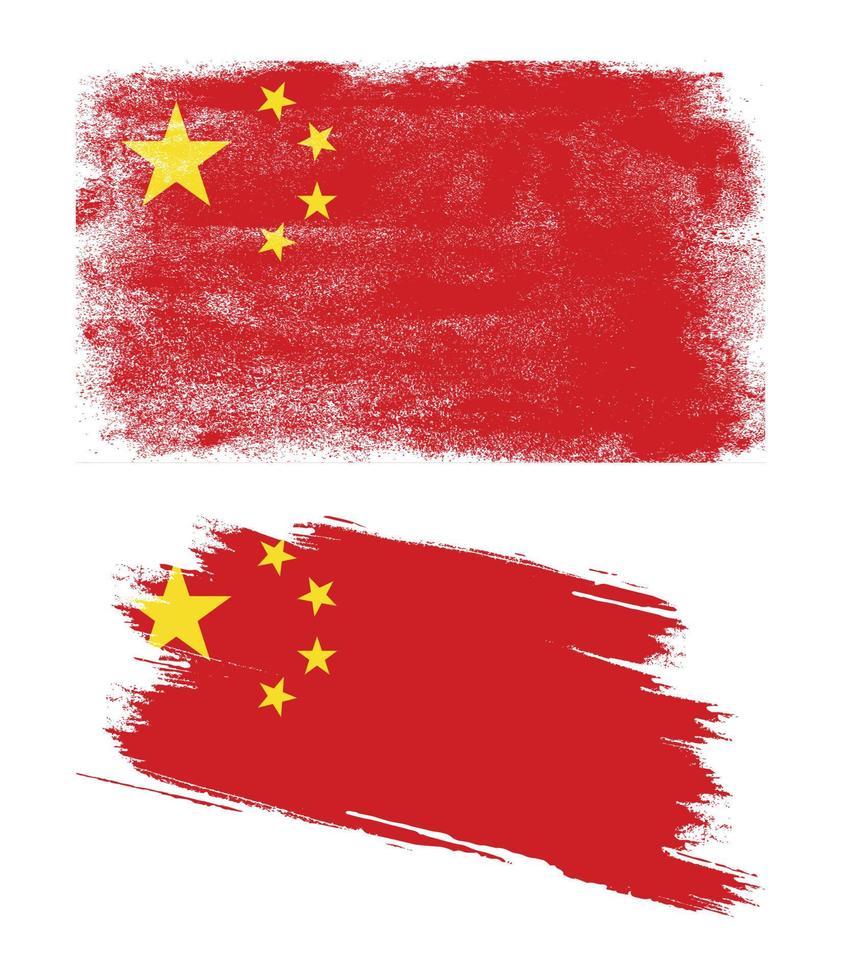 bandera china con textura grunge vector