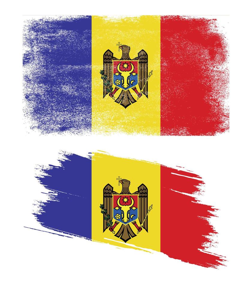 Moldova flag with grunge texture vector