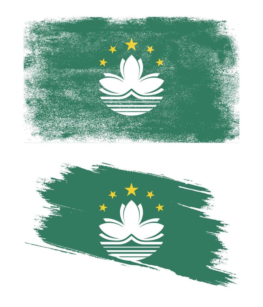 Macau flag with grunge texture vector