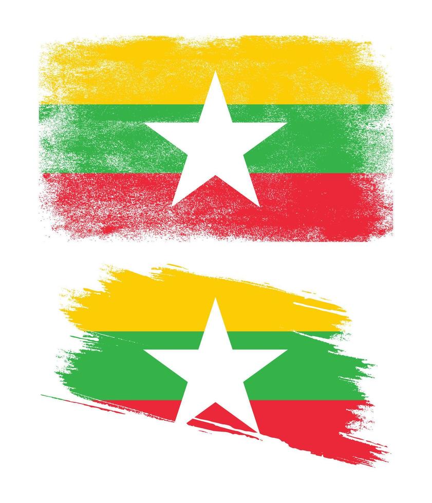 bandera de myanmar con textura grunge vector