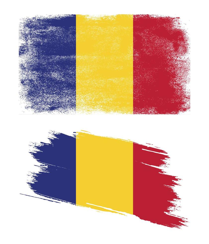 Romania flag with grunge texture vector