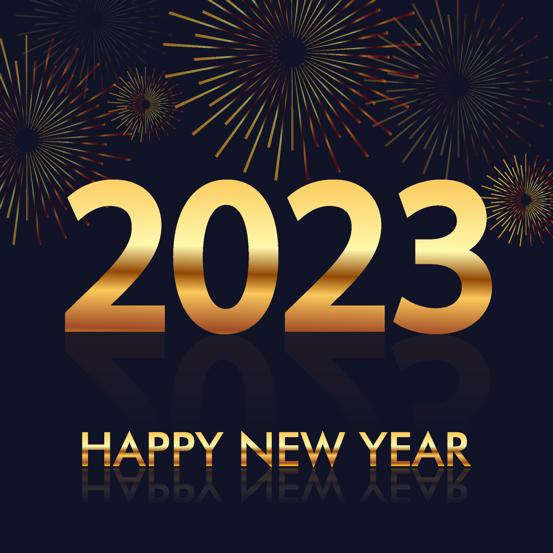 Happy New Year 2023 illustration with Fireworks black Background. Holiday  symbol template. Golden Textured Vintage Label. 7421379 Vector Art at  Vecteezy