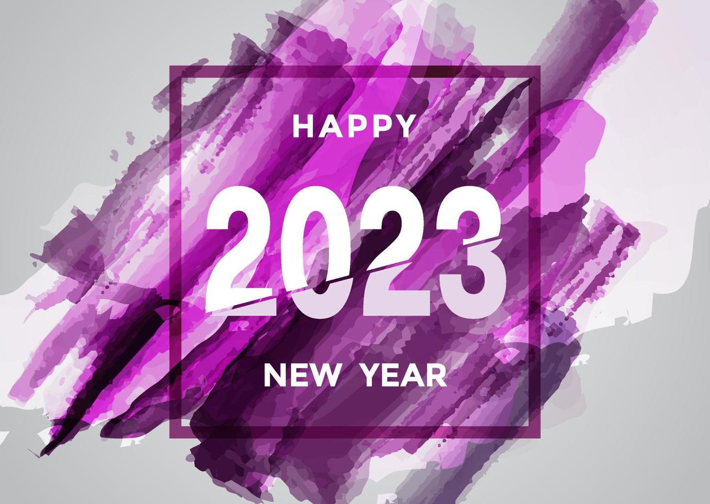 Colorful Watercolor Happy new year 2023 with a Square line box background vector