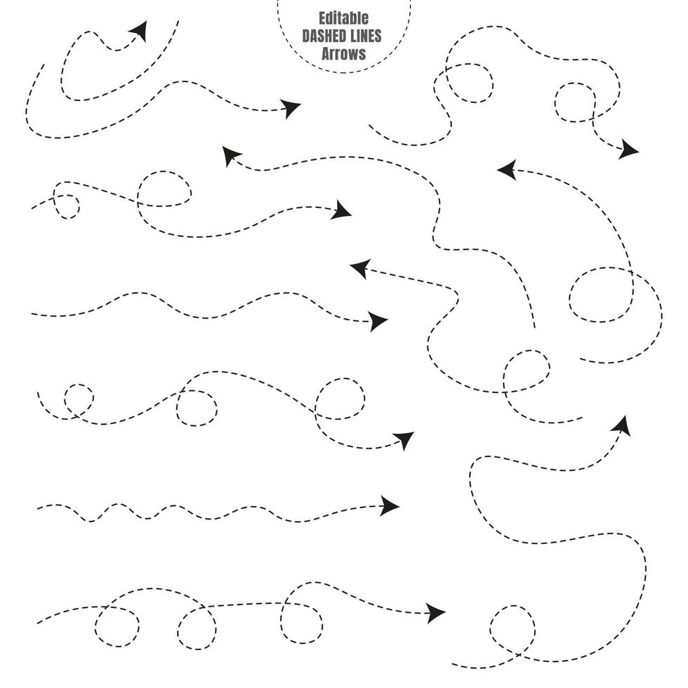 Dashed Line Arrows Collection vector