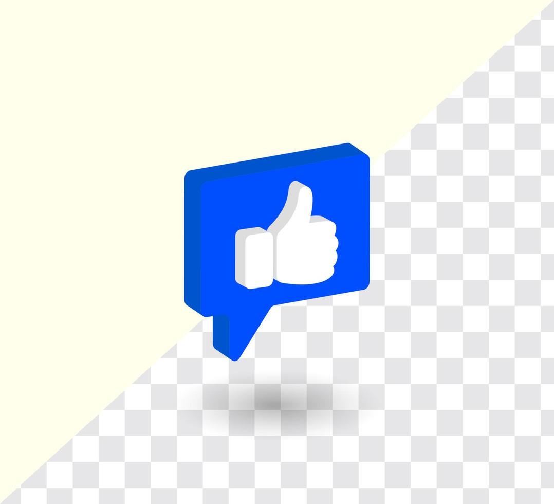 Thumb up Like Button 3D Stylized vector