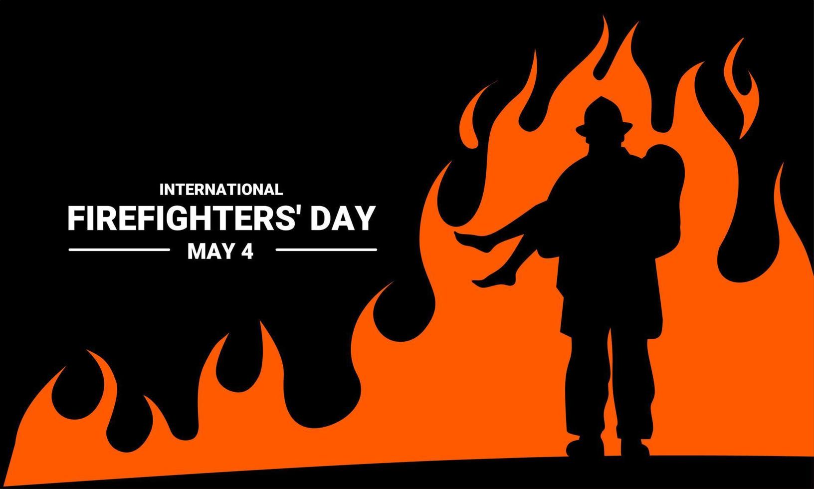 firefighter silhouette vector illustration, as a banner, poster or template for international firefighters day.